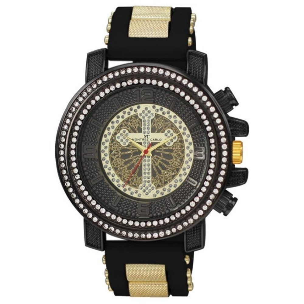 53mm Montres Carlo Rapper Simulate Diamond Clubbing Black Luxury Men's Watch